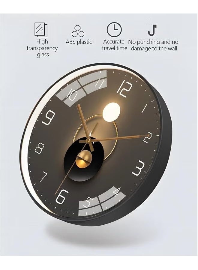 EETU 12 Inch Wall Clock, Silent Non-Ticking Clock Glass Round Clocks Modern Quartz Decorative for Home Living Room Bedroom Kitchen - Image 4